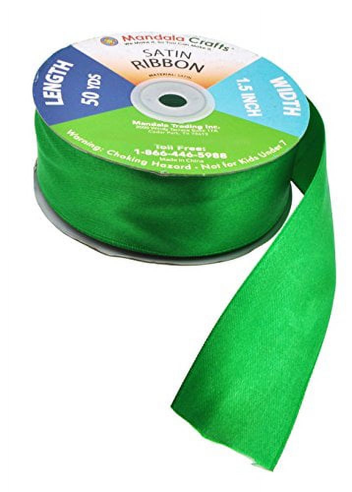 Green Satin Ribbon 1 1/2 Inch 50 Yard Roll for Gift Wrapping, Weddings,  Hair, Dresses, Blanket Edging, Crafts, Bows, Ornaments; by Mandala Crafts 